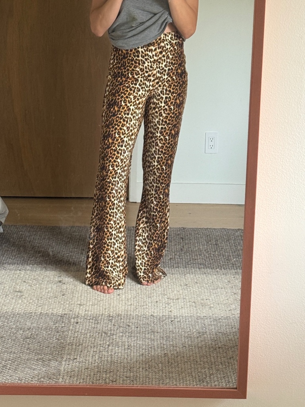 Leopard print wide leg pants